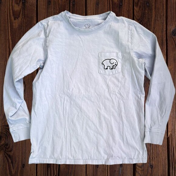 IVORY ELLA Gray Elephant Soccer Ball Graphic Long Sleeve T-Shirt Top Tee S - Picture 2 of 2